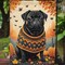 Edge Collections - 11 1/4" X 15 1/2" - Multicolor - Garden Black Pug Fall Garden Flag - 1 Piece
